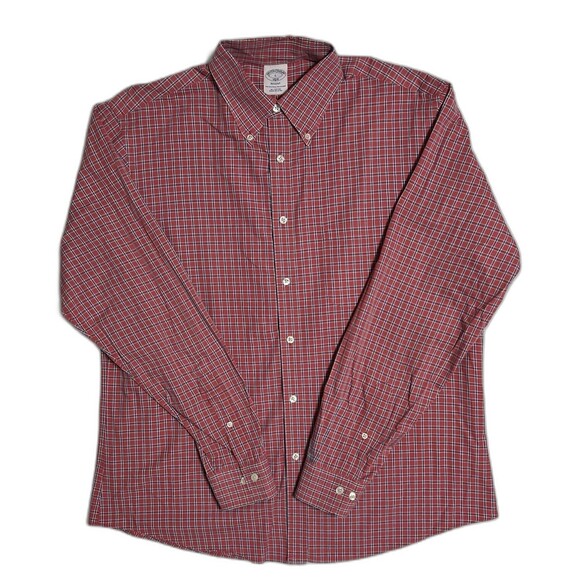 Brooks Brothers 1818 Regent Shirt Men’s L Red Button Down Plaid 100% Cotton - Picture 1 of 13